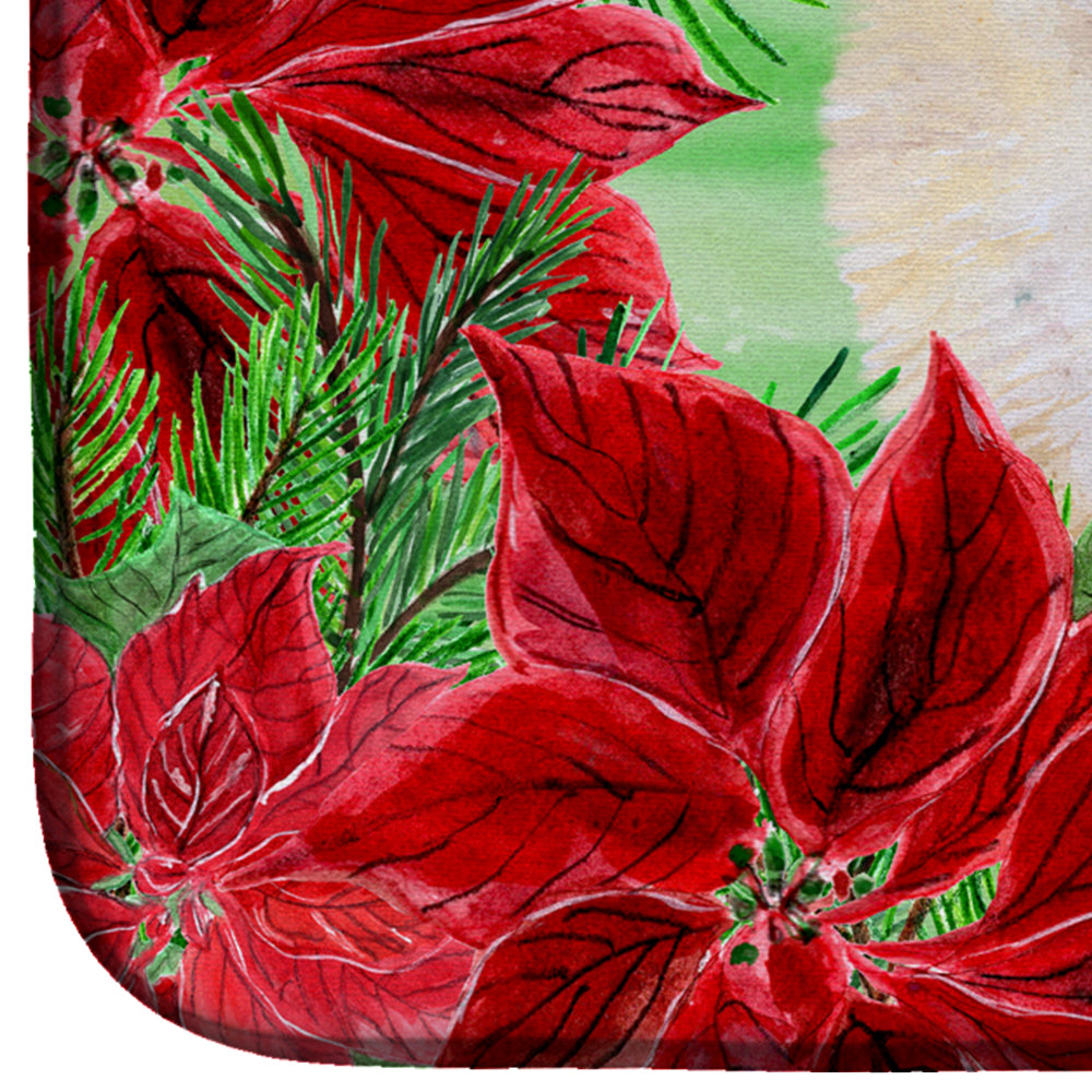 Pomeranian Poinsettas Dish Drying Mat Absorbent Dish Drying Mat Pad for Kitchen Counter Dish Drainer Mat for Countertop, 14 x 21", Multicolor
