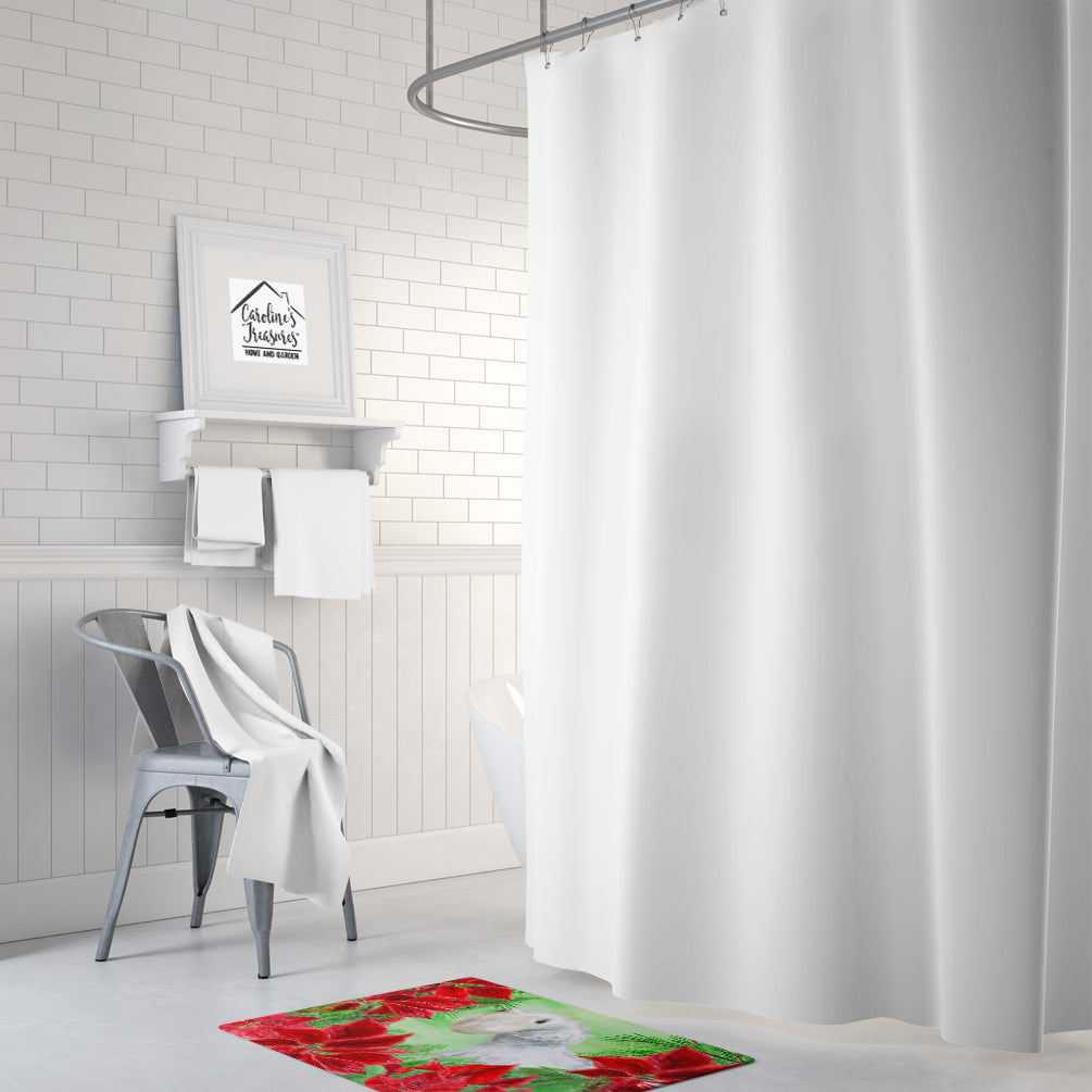 Sealyham Terrier Poinsettas Memory Foam Kitchen Mat Machine Washable Anti-Fatigue Cushion Comfort Bath or Kitchen Rug