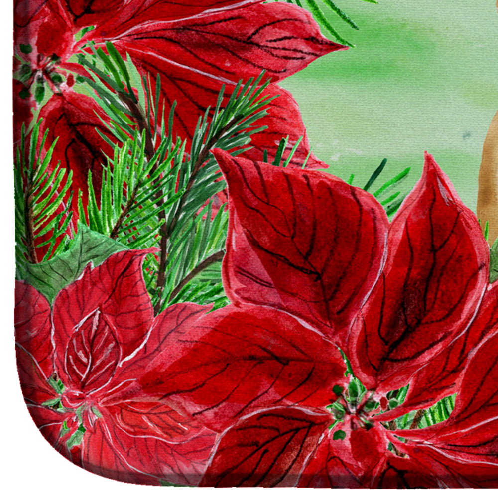 French Bulldog Poinsettas Dish Drying Mat Absorbent Dish Drying Mat Pad for Kitchen Counter Dish Drainer Mat for Countertop, 14 x 21", Multicolor