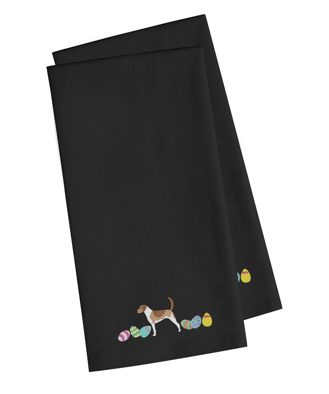 American Foxhound Easter Black Embroidered Towel Set of 2 Decorative Bathroom Guest Hand Towel for Hand, Face, Tea, Dishcloth, 19 X 25, Black