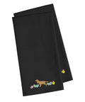 English Cocker Spaniel Easter Black Embroidered Towel Set of 2 Decorative Bathroom Guest Hand Towel for Hand, Face, Tea, Dishcloth, 19 X 25, Black