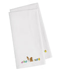 Shih Tzu Easter White Embroidered Towel Set of 2 Decorative Bathroom Guest Hand Towel for Hand, Face, Tea, Dishcloth, 19 X 25, White