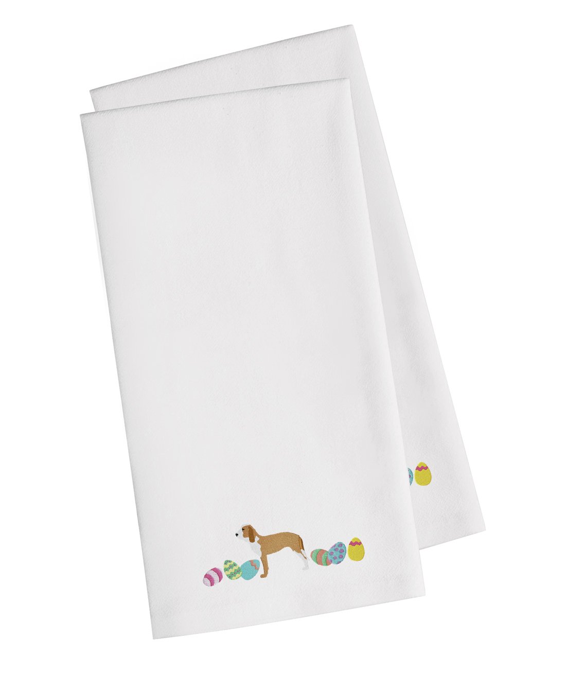 Sabueso Espanol Easter White Embroidered Towel Set of 2 Decorative Bathroom Guest Hand Towel for Hand, Face, Tea, Dishcloth, 19 X 25, White