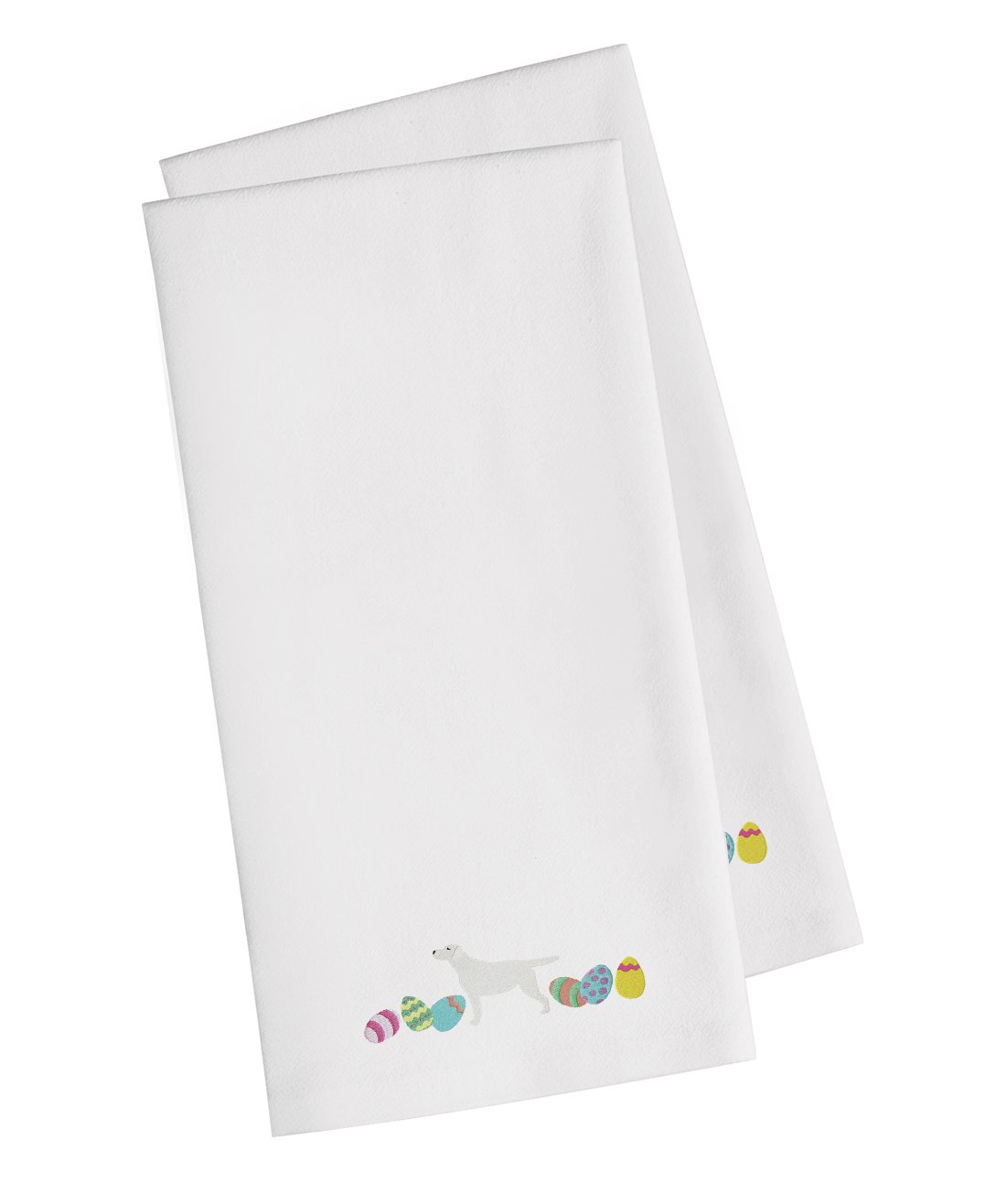 Yellow Labrador Retriever Easter White Embroidered Towel Set of 2 Decorative Bathroom Guest Hand Towel for Hand, Face, Tea, Dishcloth, 19 X 25, White