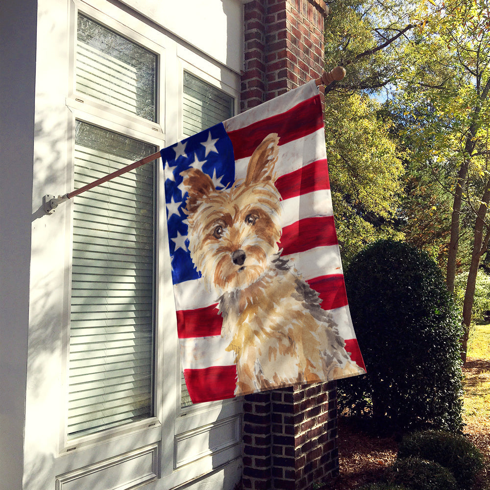 Patriotic USA Yorkshire Terrier House Flag 28x40 Porch Sleeve Pole Decorative Outside Yard Banner Artwork Wall Hanging, Polyester
