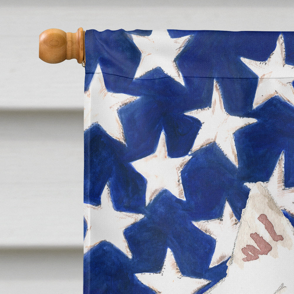 Patriotic USA Japanese Spitz House Flag 28x40 Porch Sleeve Pole Decorative Outside Yard Banner Artwork Wall Hanging, Polyester