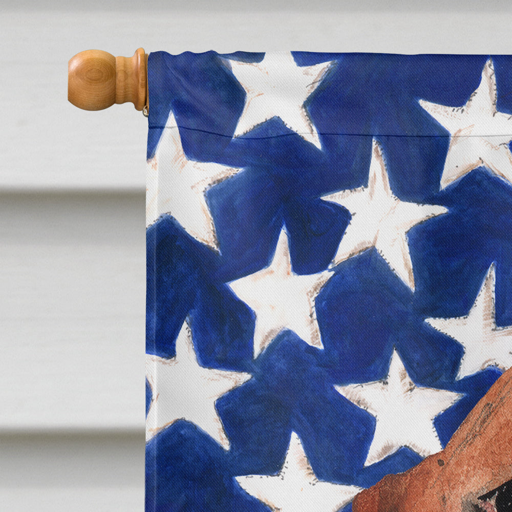 Patriotic USA Basset Hound House Flag 28x40 Porch Sleeve Pole Decorative Outside Yard Banner Artwork Wall Hanging, Polyester