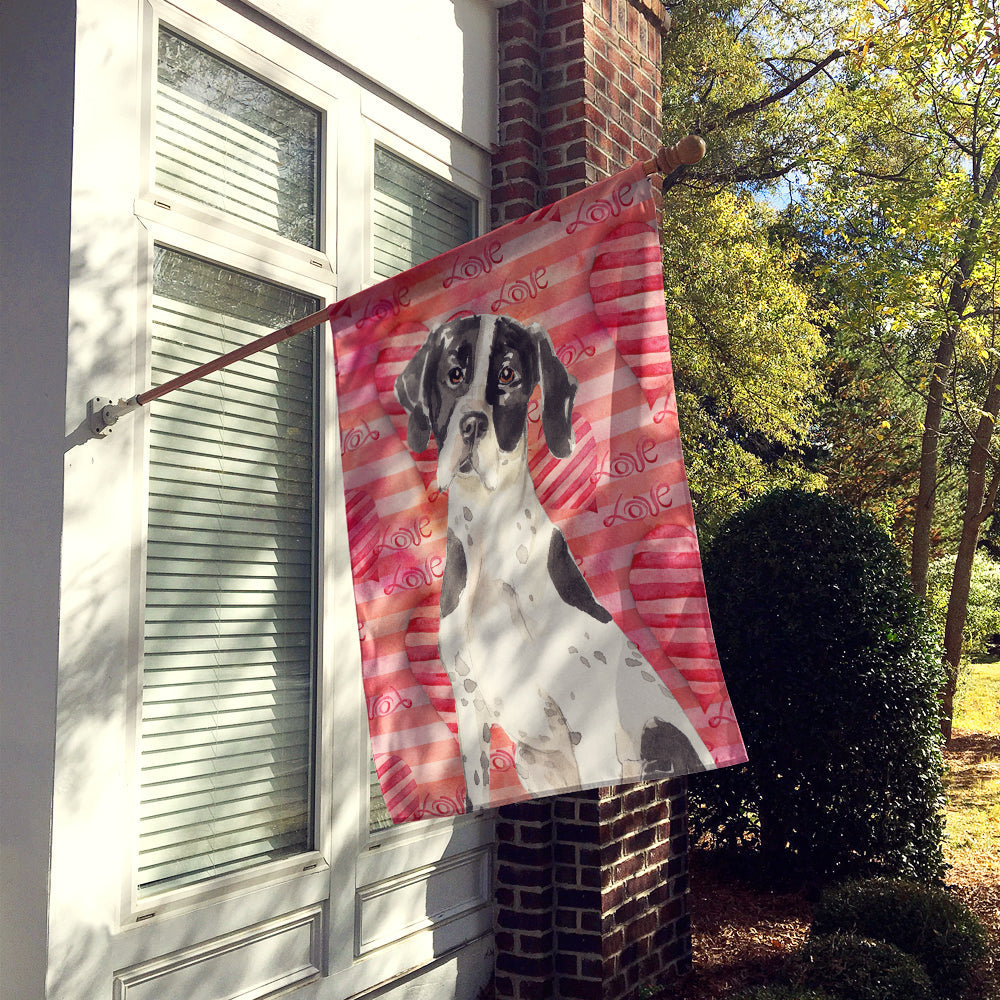 Love a English Pointer House Flag 28x40 Porch Sleeve Pole Decorative Outside Yard Banner Artwork Wall Hanging, Polyester