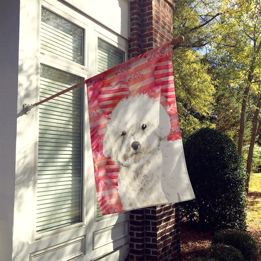 Love a Bichon Frise House Flag 28x40 Porch Sleeve Pole Decorative Outside Yard Banner Artwork Wall Hanging, Polyester