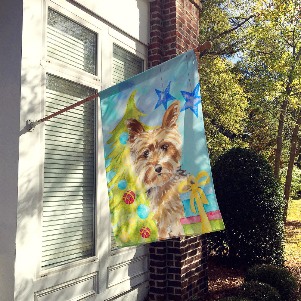 Christmas Tree Yorkie Yorkshire Terrier House Flag 28x40 Porch Sleeve Pole Decorative Outside Yard Banner Artwork Wall Hanging, Polyester