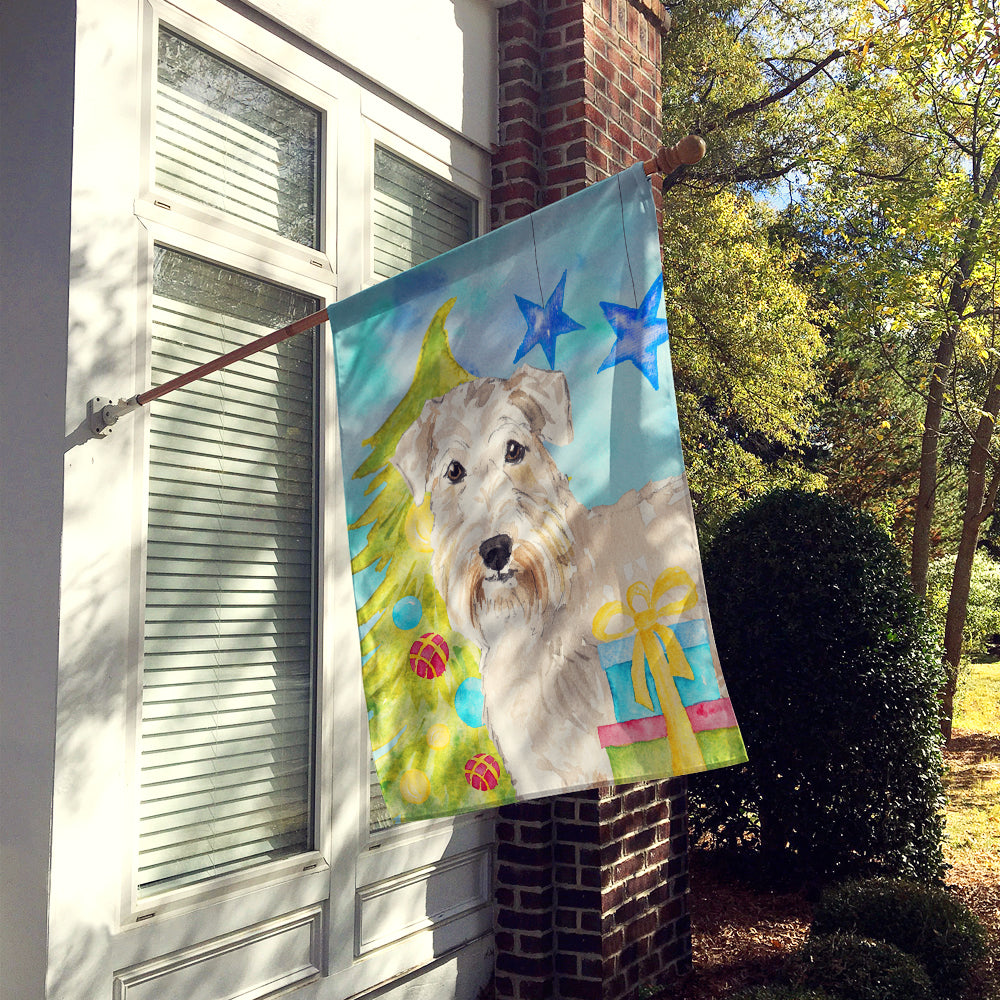 Christmas Tree Wheaten Terrier House Flag 28x40 Porch Sleeve Pole Decorative Outside Yard Banner Artwork Wall Hanging, Polyester