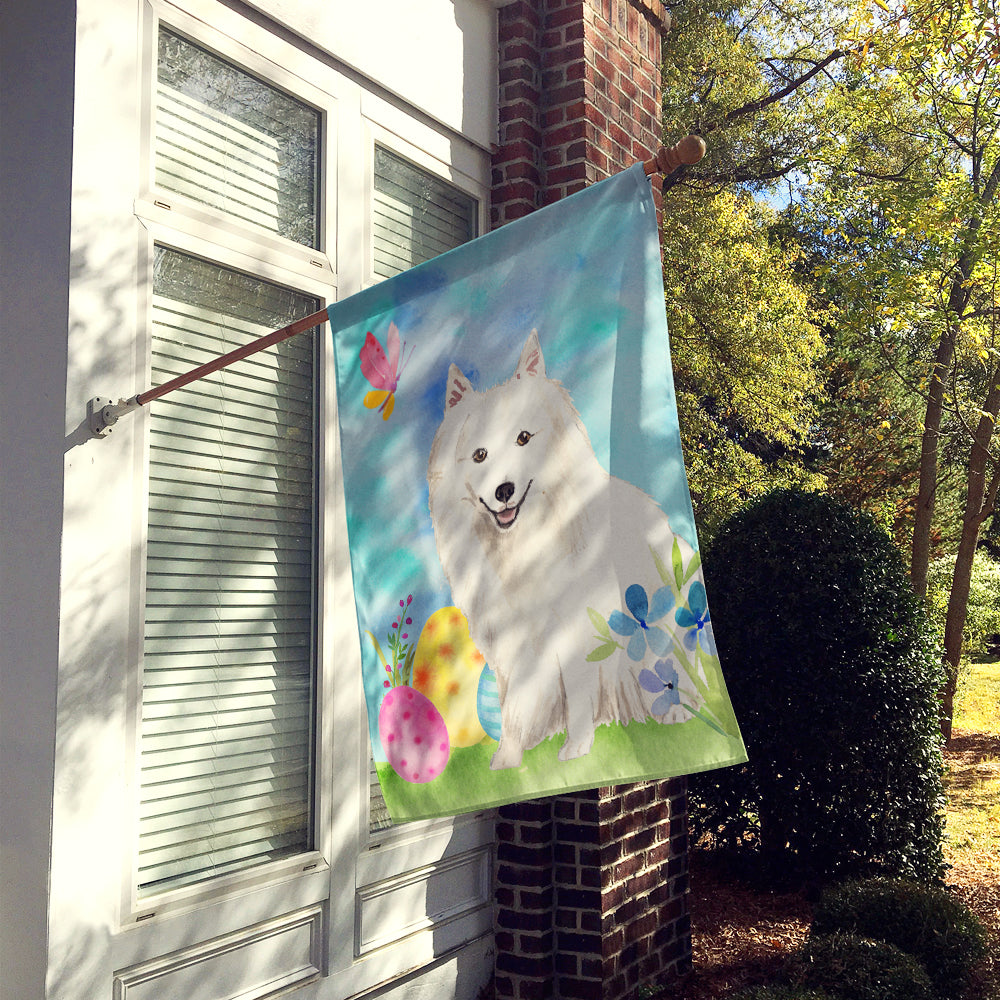 Easter Eggs Japanese Spitz House Flag 28x40 Porch Sleeve Pole Decorative Outside Yard Banner Artwork Wall Hanging, Polyester