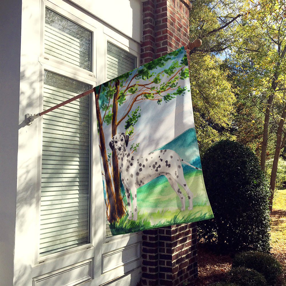 Under the Tree Dalmatian House Flag 28x40 Porch Sleeve Pole Decorative Outside Yard Banner Artwork Wall Hanging, Polyester