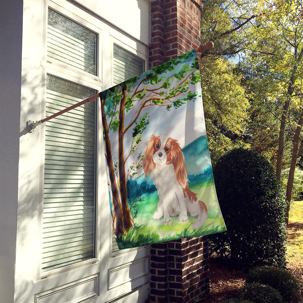 Under the Tree Blenheim Cavalier Spaniel House Flag 28x40 Porch Sleeve Pole Decorative Outside Yard Banner Artwork Wall Hanging, Polyester
