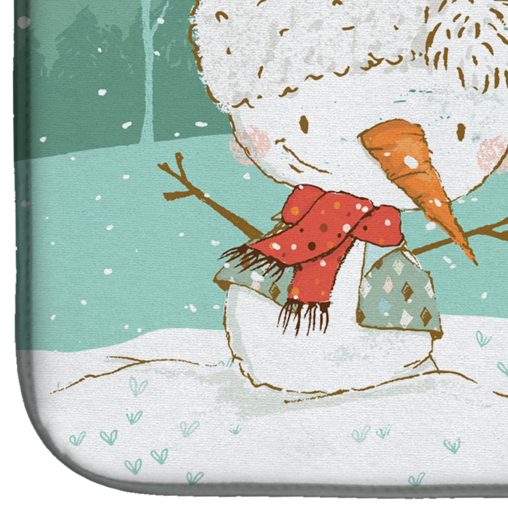 Fawn Boxer and Snowman Christmas Dish Drying Mat Absorbent Dish Drying Mat Pad for Kitchen Counter Dish Drainer Mat for Countertop, 14 x 21", Multicolor