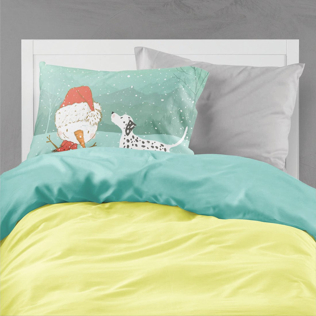 Dalmatian and Snowman Christmas Standard Pillowcase Lightweight Super Soft Easy Care Decorative Artwork Pillowcase, Standard