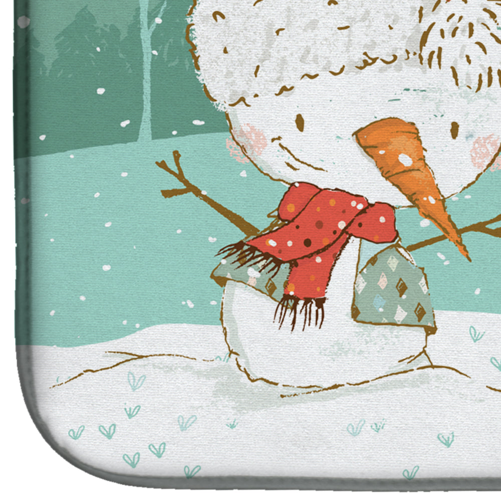 Doberman and Snowman Christmas Dish Drying Mat Absorbent Dish Drying Mat Pad for Kitchen Counter Dish Drainer Mat for Countertop, 14 x 21", Multicolor