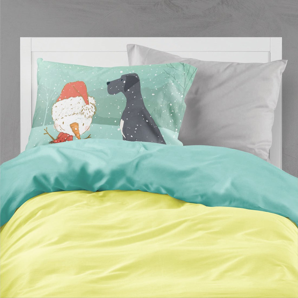 Black Great Dane and Snowman Christmas Standard Pillowcase Lightweight Super Soft Easy Care Decorative Artwork Pillowcase, Standard