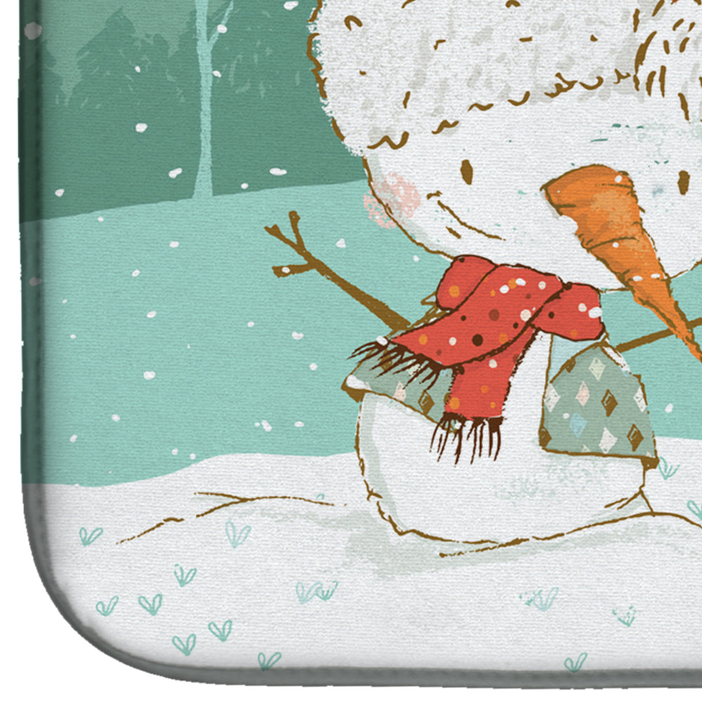 Brindle Greyhound Snowman Christmas Dish Drying Mat Absorbent Dish Drying Mat Pad for Kitchen Counter Dish Drainer Mat for Countertop, 14 x 21", Multicolor