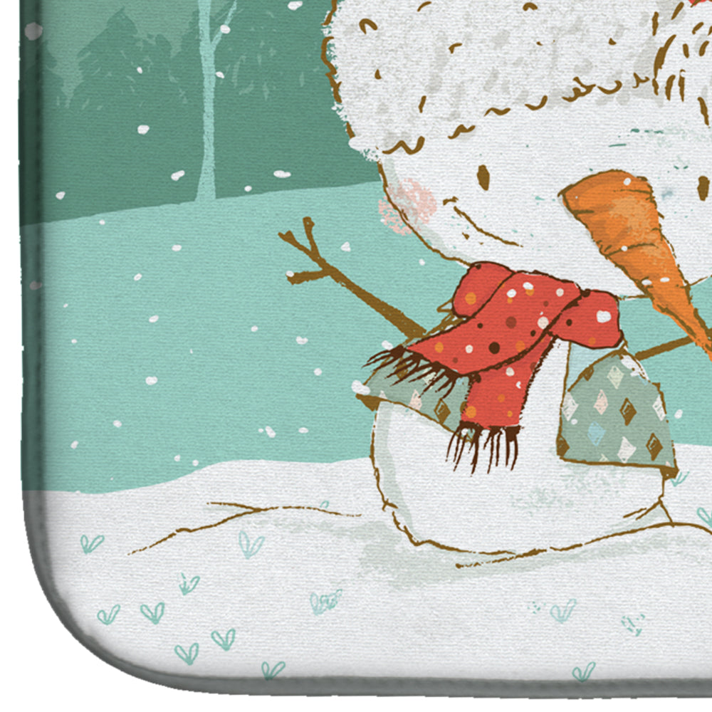 Basset Hound Snowman Christmas Dish Drying Mat Absorbent Dish Drying Mat Pad for Kitchen Counter Dish Drainer Mat for Countertop, 14 x 21", Multicolor