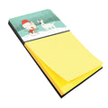 White Spot Bull Terrier Snowman Christmas Watercolor Sticky Note Holder Refillable Dispenser Desk Accessory 3x3 Pad Gift