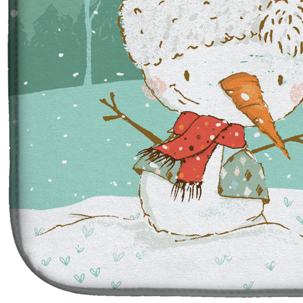 Wheaten Scottish Terrier Snowman Christmas Dish Drying Mat Absorbent Dish Drying Mat Pad for Kitchen Counter Dish Drainer Mat for Countertop, 14 x 21", Multicolor