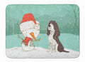 Brown English Springer Spaniel Snowman Christmas Memory Foam Kitchen Mat Machine Washable Anti-Fatigue Cushion Comfort Bath or Kitchen Rug