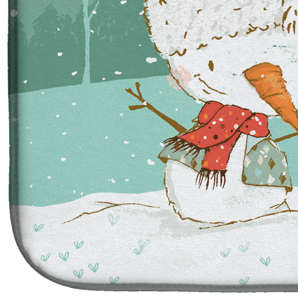 Red Dachshund Snowman Christmas Dish Drying Mat Absorbent Dish Drying Mat Pad for Kitchen Counter Dish Drainer Mat for Countertop, 14 x 21", Multicolor