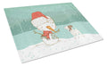 Jack Russell Terrier Snowman Christmas Cutting Board Tempered Glass Kitchen Cutting Surface, Heat Resistant Chopping, Non-Slip Feet, Food Prep & Serving