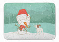 Jack Russell Terrier Snowman Christmas Memory Foam Kitchen Mat Machine Washable Anti-Fatigue Cushion Comfort Bath or Kitchen Rug