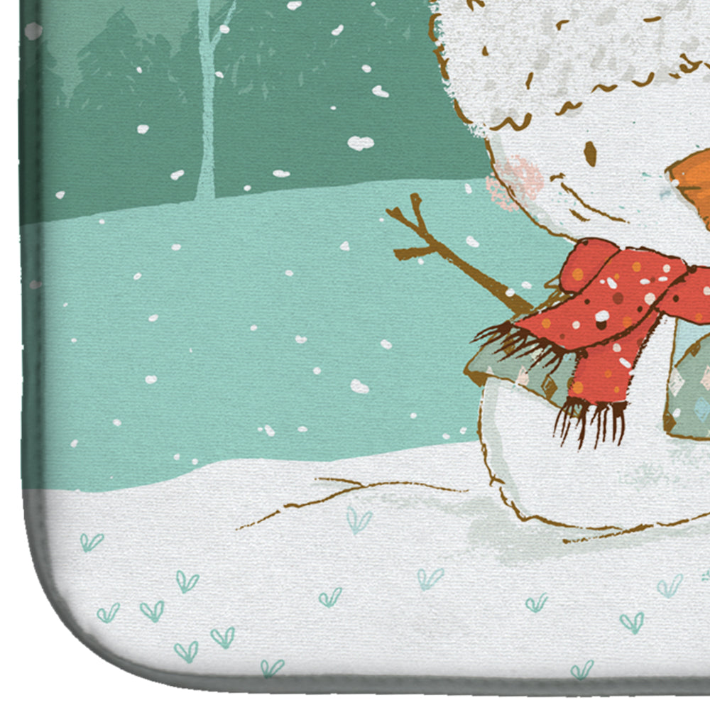 Maltese Snowman Christmas Dish Drying Mat Absorbent Dish Drying Mat Pad for Kitchen Counter Dish Drainer Mat for Countertop, 14 x 21", Multicolor