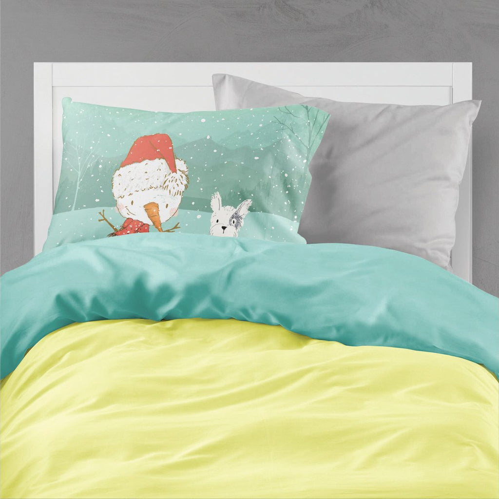 Black and White Terrier Snowman Christmas Standard Pillowcase Lightweight Super Soft Easy Care Decorative Artwork Pillowcase, Standard