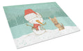 Yorkie Cropped Ears Snowman Christmas Cutting Board Tempered Glass Kitchen Cutting Surface, Heat Resistant Chopping, Non-Slip Feet, Food Prep & Serving