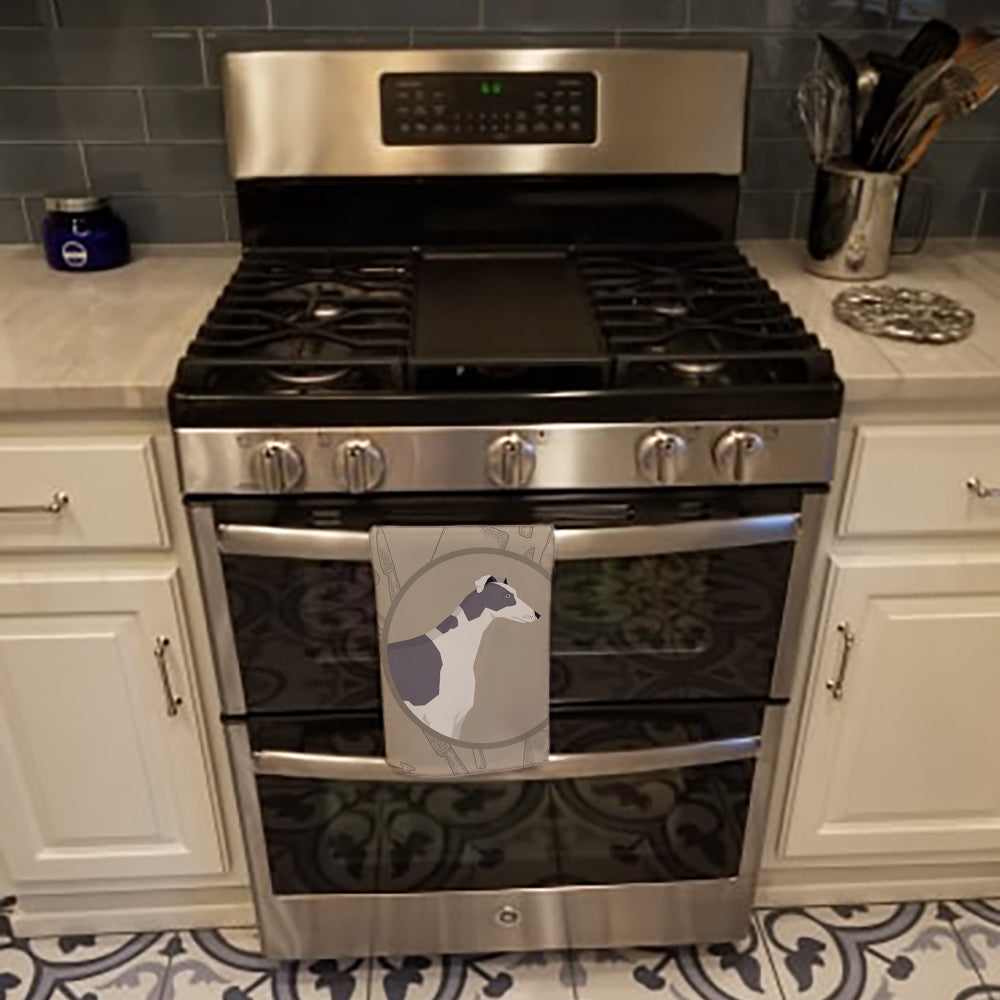 Greyhound In the Kitchen Kitchen Towel Velour Plush Front and Cotton Loop Back Machine Washable