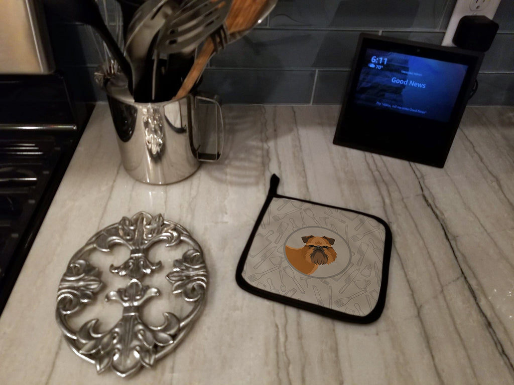 Brussels Griffon In the Kitchen Pot Holder Set of 2 Heat Resistant Quilted Hot Pads 7.5 x 7.5 Inch, Insulated Kitchen Trivets for Cooking & Baking