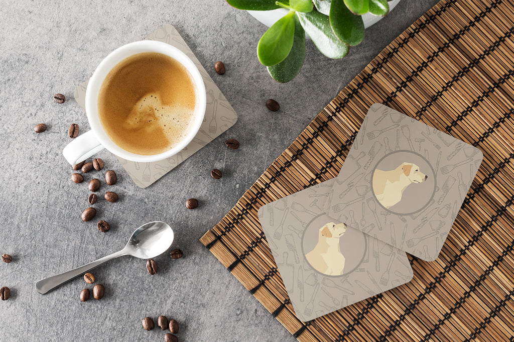 Labrador Retriever In the Kitchen Foam Coasters Set of 4 Cup Coasters for Indoor Outdoor, Tabletop Protection, Anti Slip, Mouse pad Material