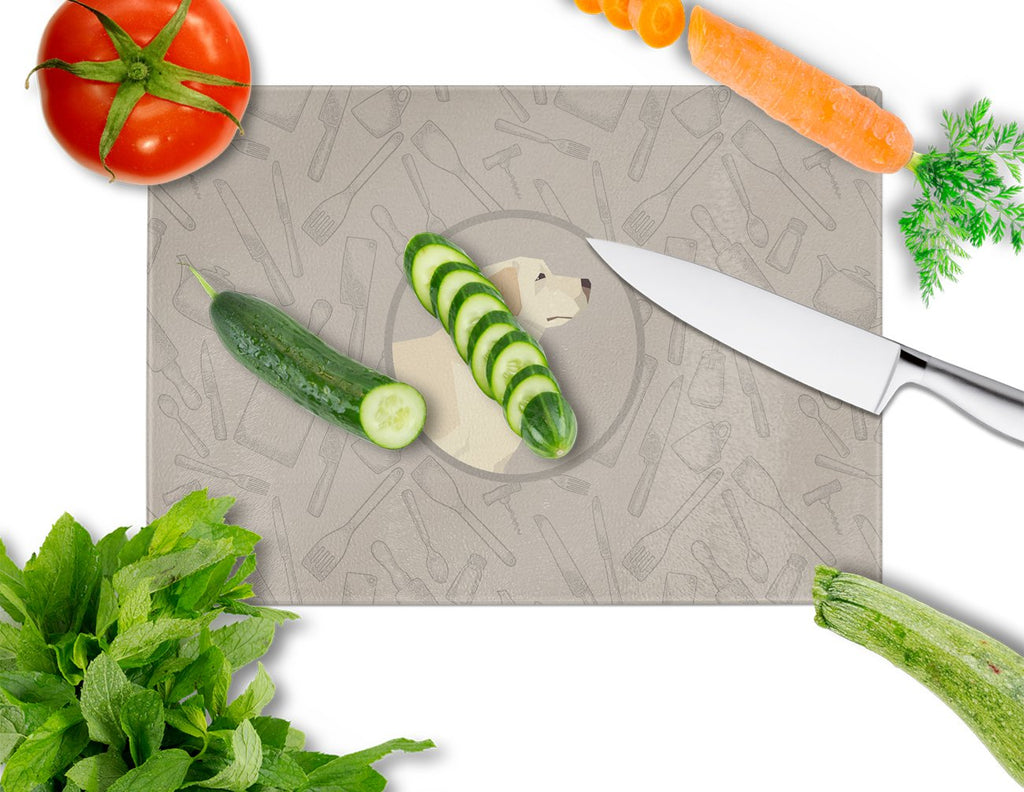 Labrador Retriever In the Kitchen Cutting Board Tempered Glass Kitchen Cutting Surface, Heat Resistant Chopping, Non-Slip Feet, Food Prep & Serving