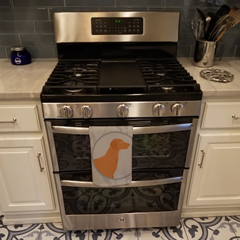Vizsla In the Kitchen Kitchen Towel Velour Plush Front and Cotton Loop Back Machine Washable
