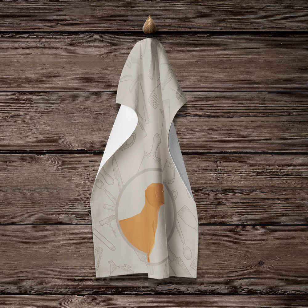 Vizsla In the Kitchen Kitchen Towel Velour Plush Front and Cotton Loop Back Machine Washable