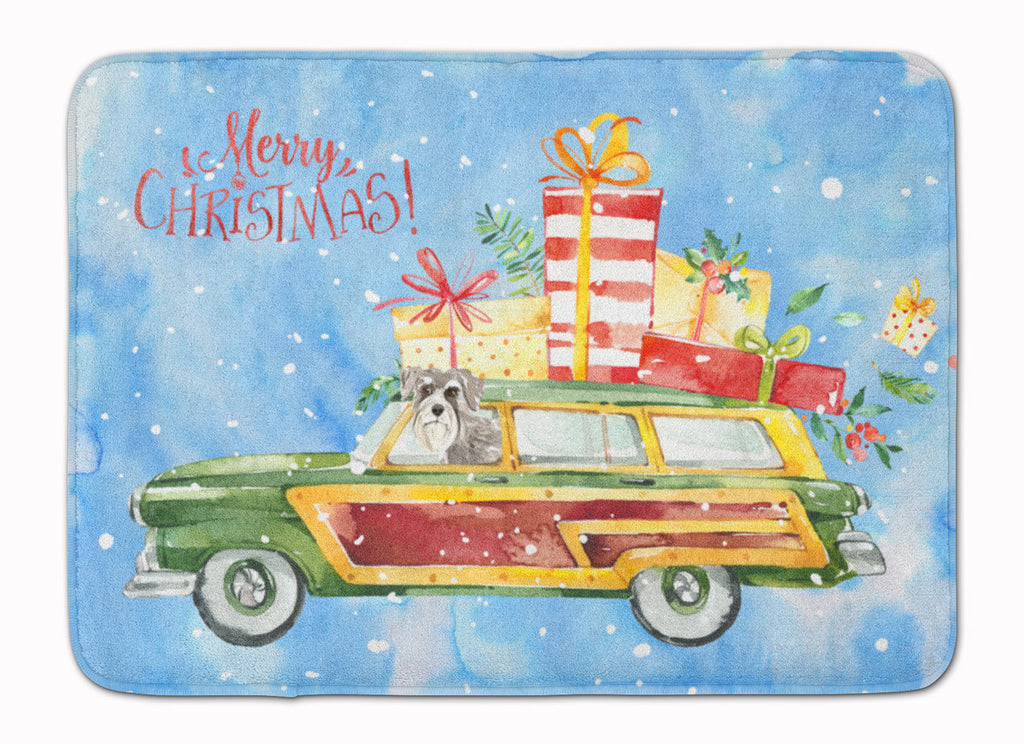 Merry Christmas Schnauzer #2 Memory Foam Kitchen Mat Machine Washable Anti-Fatigue Cushion Comfort Bath or Kitchen Rug