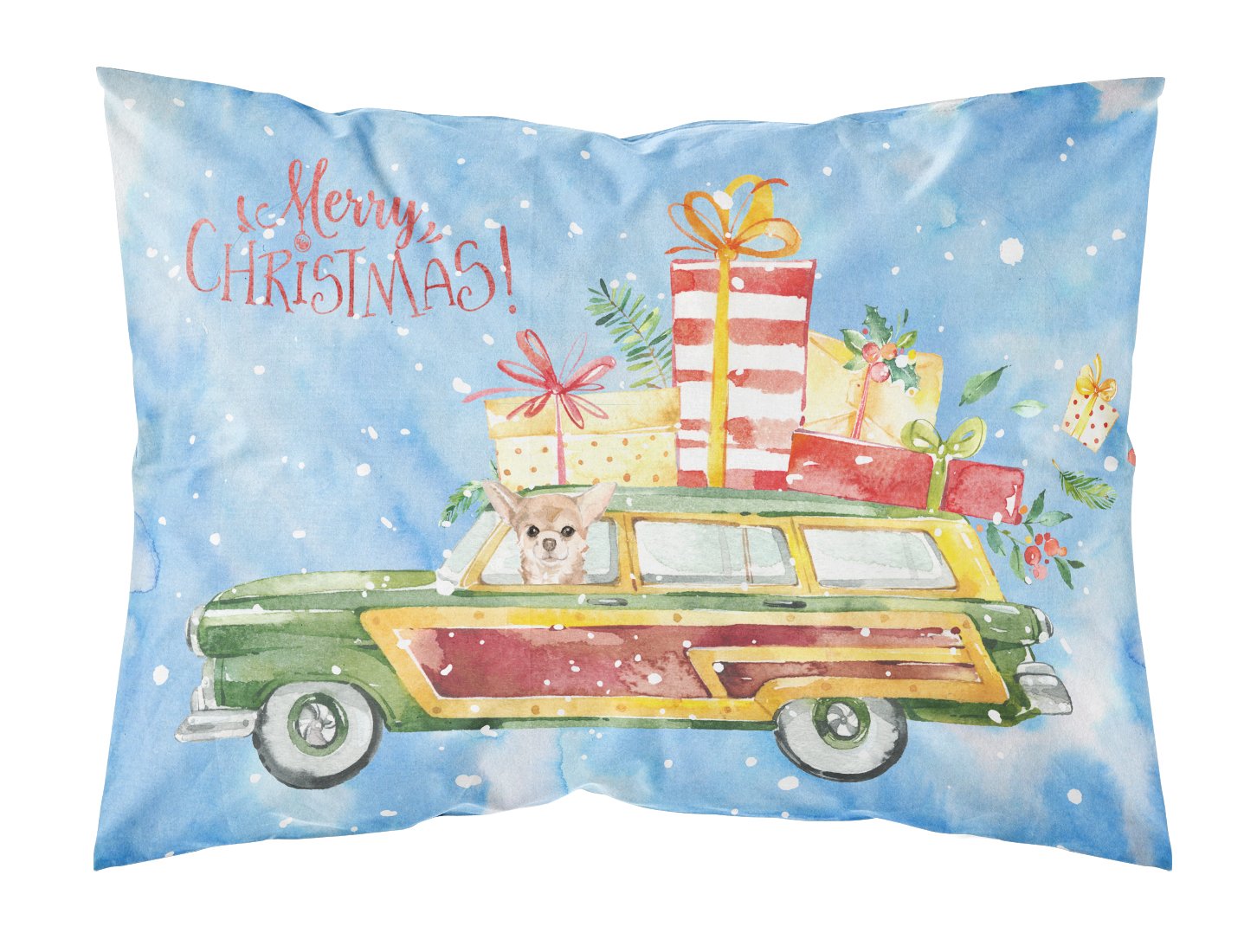 Merry Christmas Chihuahua Standard Pillowcase Lightweight Super Soft Easy Care Decorative Artwork Pillowcase, Standard