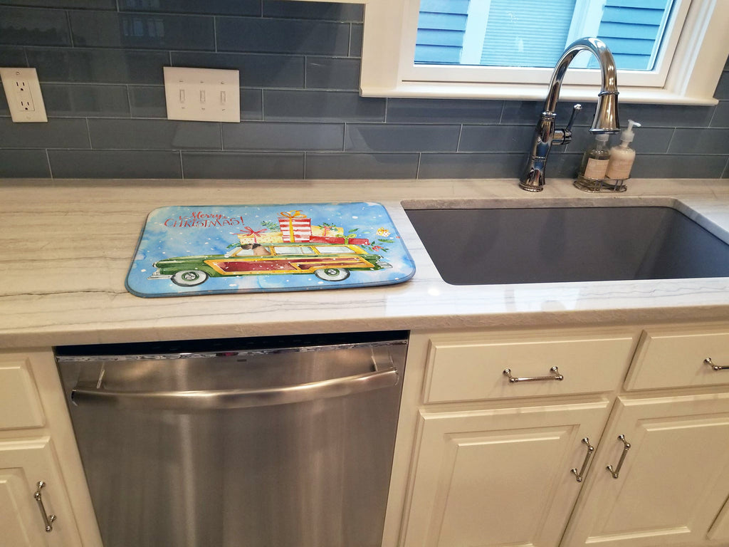 Merry Christmas Great Dane Dish Drying Mat Absorbent Dish Drying Mat Pad for Kitchen Counter Dish Drainer Mat for Countertop, 14 x 21", Multicolor