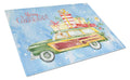 Merry Christmas Labrador Retriever Yellow Cutting Board Tempered Glass Kitchen Cutting Surface, Heat Resistant Chopping, Non-Slip Feet, Food Prep & Serving
