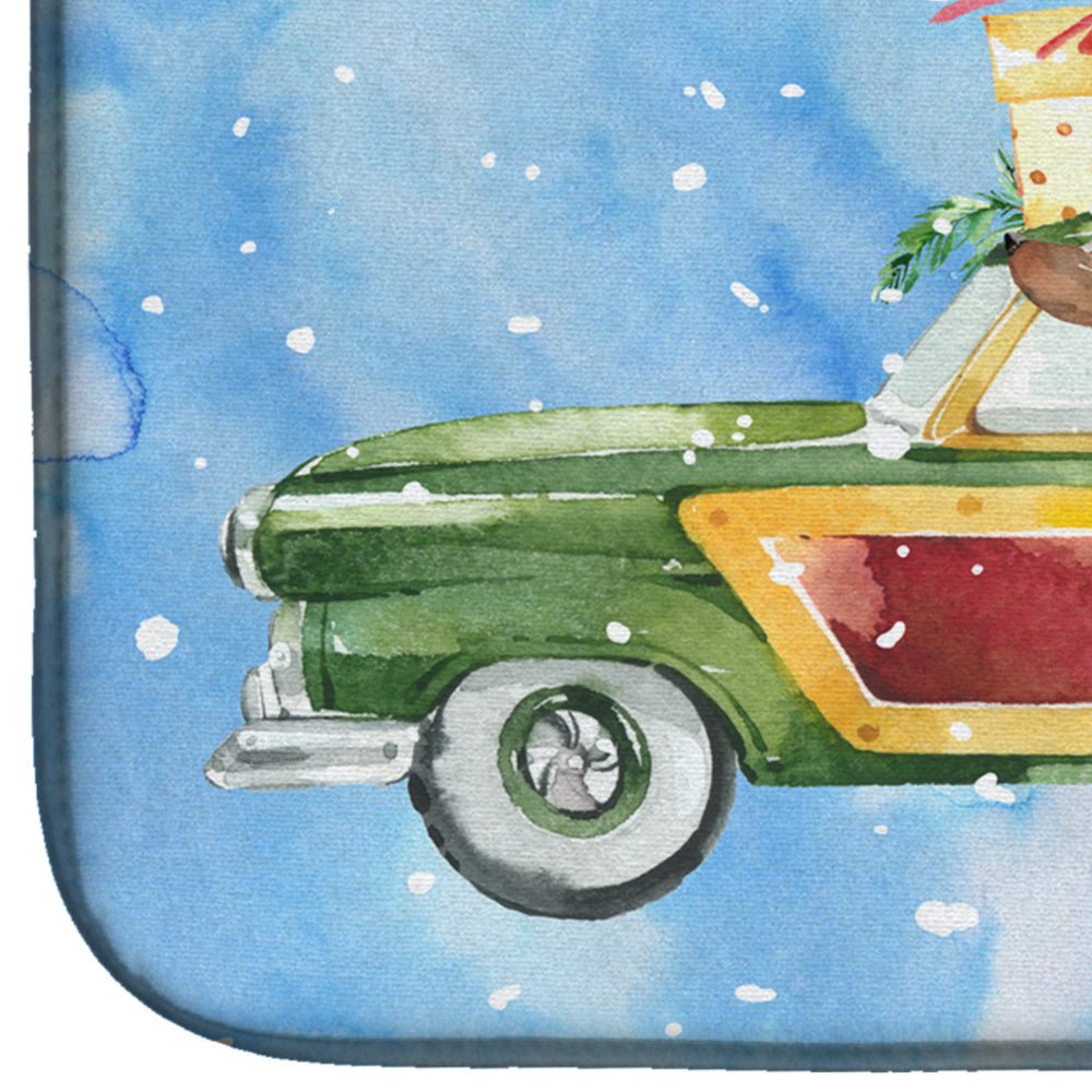 Merry Christmas Red Dachshund Dish Drying Mat Absorbent Dish Drying Mat Pad for Kitchen Counter Dish Drainer Mat for Countertop, 14 x 21", Multicolor
