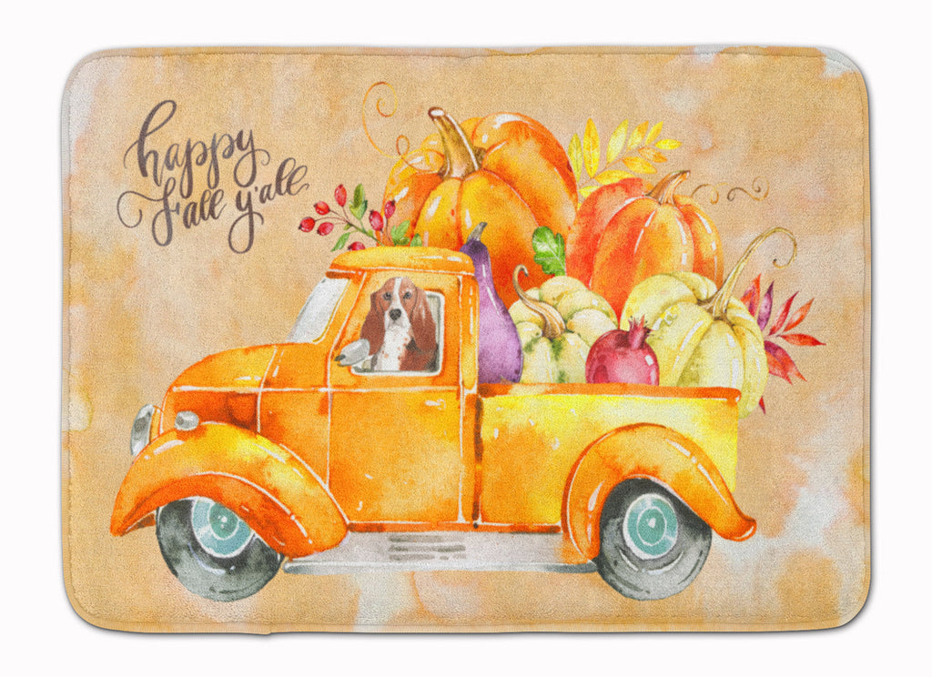 Fall Harvest Basset Hound Memory Foam Kitchen Mat Machine Washable Anti-Fatigue Cushion Comfort Bath or Kitchen Rug