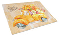 Fall Harvest Goldendoodle Cutting Board Tempered Glass Kitchen Cutting Surface, Heat Resistant Chopping, Non-Slip Feet, Food Prep & Serving