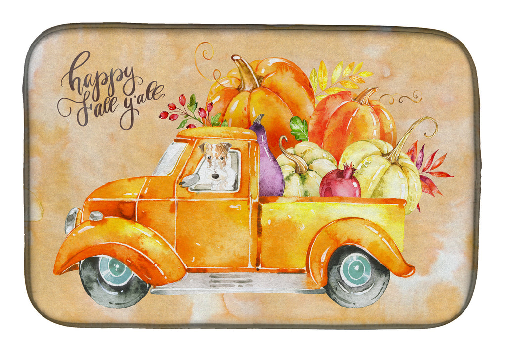 Fall Harvest Fox Terrier Dish Drying Mat Absorbent Dish Drying Mat Pad for Kitchen Counter Dish Drainer Mat for Countertop, 14 x 21", Multicolor