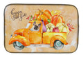 Fall Harvest Fawn French Bulldog Dish Drying Mat Absorbent Dish Drying Mat Pad for Kitchen Counter Dish Drainer Mat for Countertop, 14 x 21", Multicolor