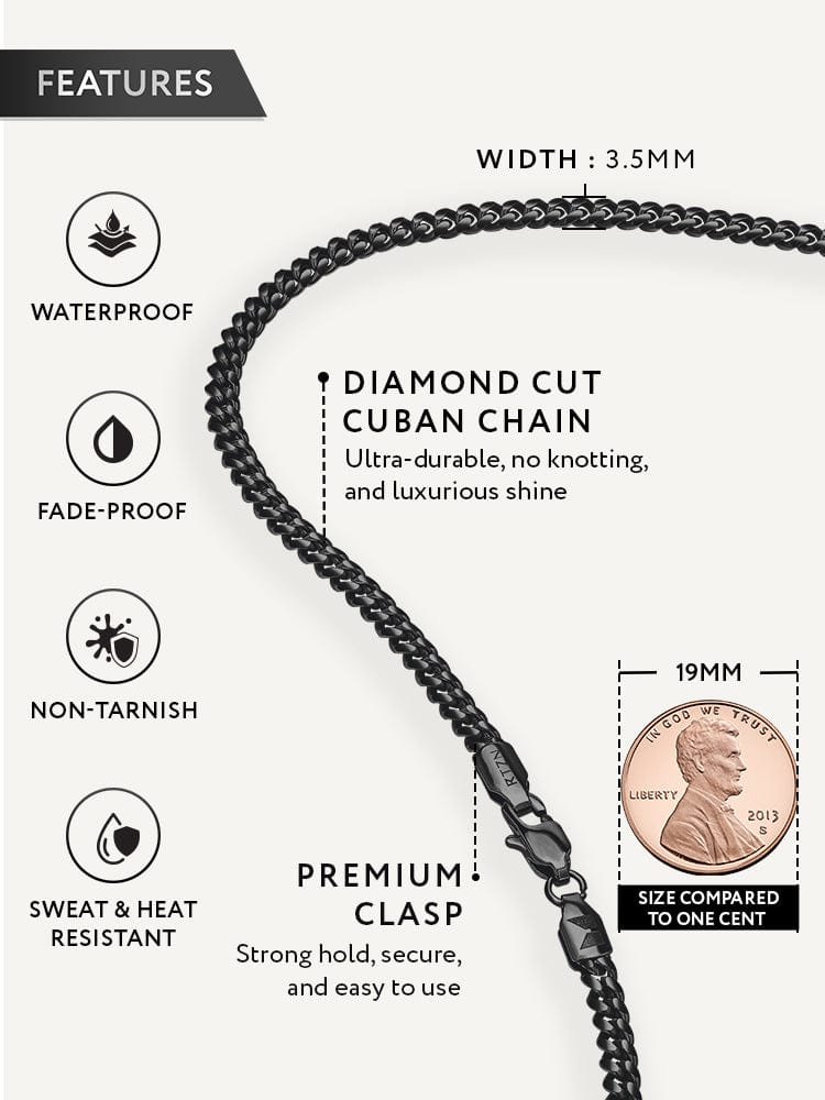 Black Cuban Link Chain (3.5mm)