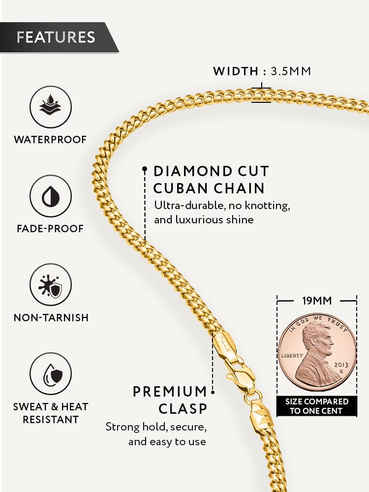 Gold Cuban Link Chain (3.5mm)
